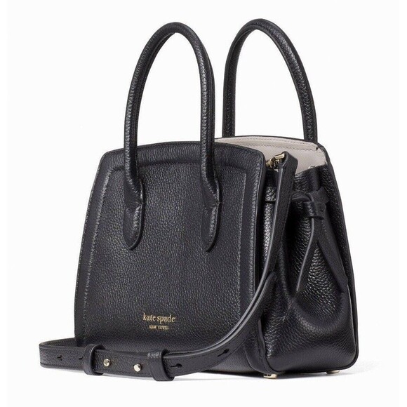 New Kate Spade Knott Pebble Leather Mini Satchel Black - Picture 2 of 8